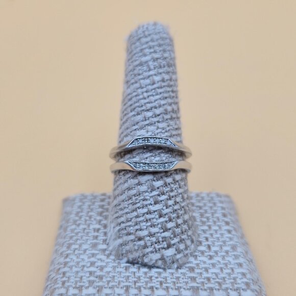 Size 9 Sterling Silver Genuine Diamonds Ring Guard Ring A5110 - Picture 1 of 9